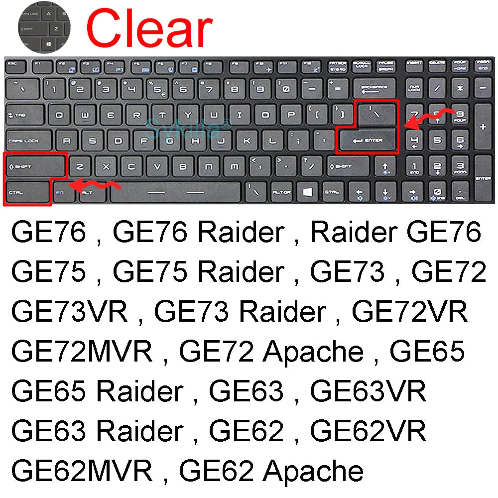 MSI GF65/GF63 Keyboard Silicone Cover