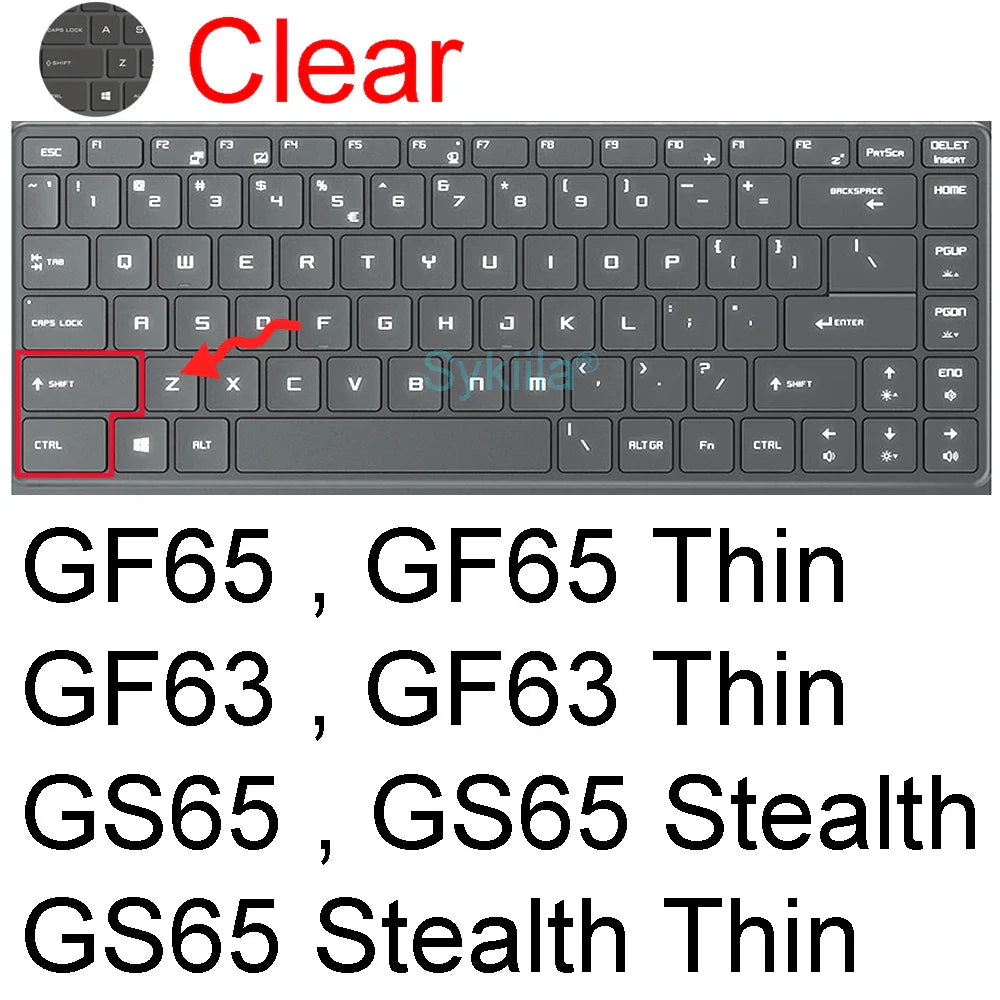 MSI GF65/GF63 Keyboard Silicone Cover