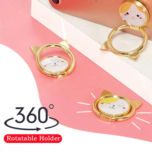 Luxury Cartoon Cat Phone Ring Holder