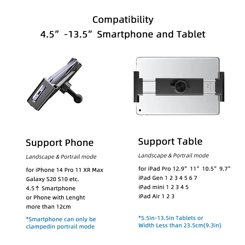 Universal Tablet Phone Holder Clip Mount