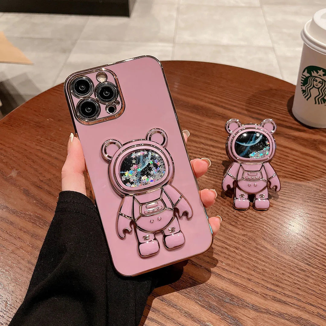 Cute Glitter Astronaut Quicksand Phone Grip Holder